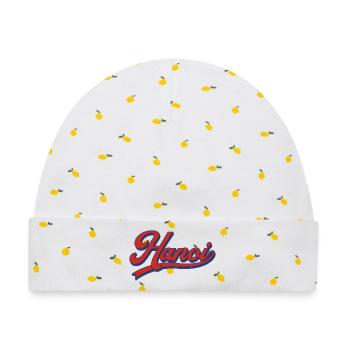 Hanoi Retro Schriftzug Design - Baby Premium Organic Mütze - Weiß/Zitronengelb - Vorne