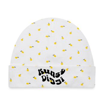 Kunst Diggi - Baby Premium Organic Mütze - Weiß/Zitronengelb - Vorne