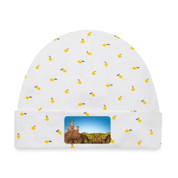 Erdmännchen Familie | personalisierbar - Baby Premium Organic Mütze - Weiß/Zitronengelb - Vorne