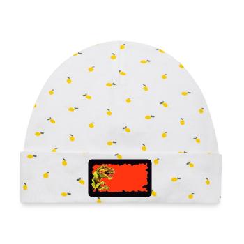 T-Rex Dinosaurier | personalisierbar  - Baby Premium Organic Mütze - Weiß/Zitronengelb - Vorne