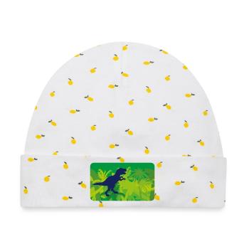 Urwald Dinos T- Rex - grün - Baby Premium Organic Mütze - Weiß/Zitronengelb - Vorne