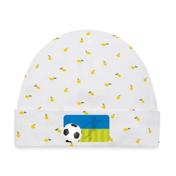 Fußball - blau grün - Fußballspieler - Baby Premium Organic Mütze - Weiß/Zitronengelb - Vorne