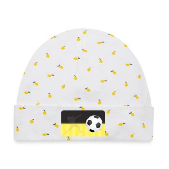 Fußball - schwarz gelb - Fußballspieler - Baby Premium Organic Mütze - Weiß/Zitronengelb - Vorne
