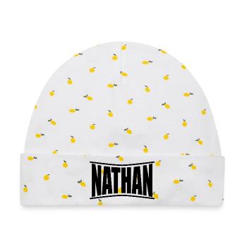 T-Shirt Nathan T-Shirt Geschenkidee - Baby Premium Organic Mütze - Weiß/Zitronengelb - Vorne