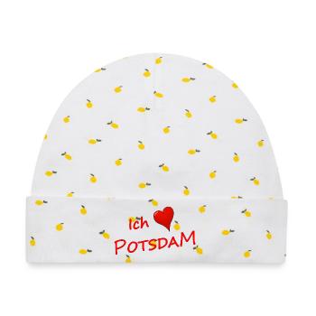 ICH LIEBE POTSDAM - Baby Premium Organic Mütze - Weiß/Zitronengelb - Vorne