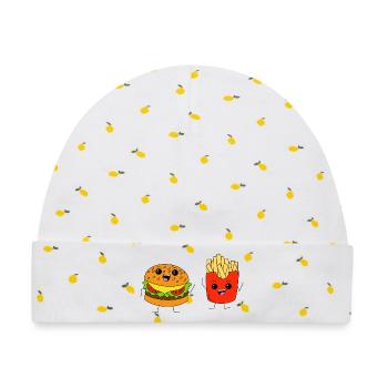 Burger & Fries - Baby Premium Organic Mütze - Weiß/Zitronengelb - Vorne