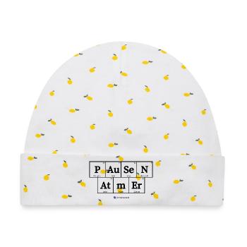 Pausen Atmer (helle Stoffe) - Baby Premium Organic Mütze - Weiß/Zitronengelb - Vorne