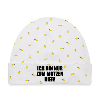 Ich bin nur zum Motzen hier - Baby Premium Organic Mütze - Weiß/Zitronengelb - Vorne