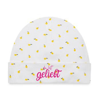 Du bist geliebt - Baby Premium Organic Mütze - Weiß/Zitronengelb - Vorne