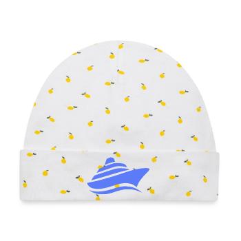 Minimalistische Kreuzfahrt Schiffsreise Silhouette - Baby Premium Organic Mütze - Weiß/Zitronengelb - Vorne