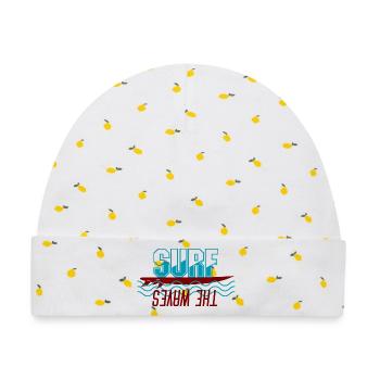 Surf the Wave - Baby Premium Organic Mütze - Weiß/Zitronengelb - Vorne
