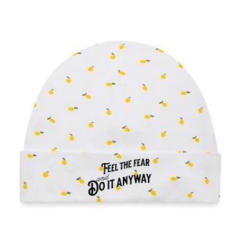 "Feel The Fear and Do It Anyway" in Typografie - Baby Premium Organic Mütze - Weiß/Zitronengelb - Vorne