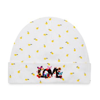 LOVE – Colorful Romantic Statement Design - Baby Premium Organic Mütze - Weiß/Zitronengelb - Vorne