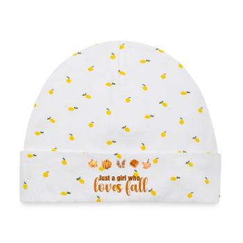Herbstliebendes Mädchen Design, Fall Vibes - Baby Premium Organic Mütze - Weiß/Zitronengelb - Vorne