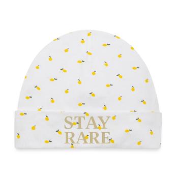Stay Rare Serif Motiv - Baby Premium Organic Mütze - Weiß/Zitronengelb - Vorne