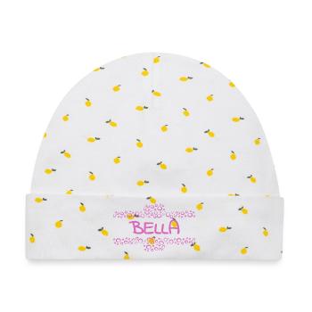 Bella - Baby Premium Organic Mütze - Weiß/Zitronengelb - Vorne