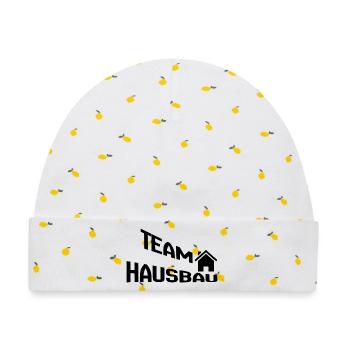 Team Hausbau - Baby Premium Organic Mütze - Weiß/Zitronengelb - Vorne