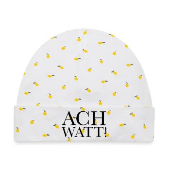 Ach watt - Baby Premium Organic Mütze - Weiß/Zitronengelb - Vorne