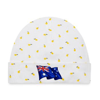 Australische Flagge Australien - Baby Premium Organic Mütze - Weiß/Zitronengelb - Vorne