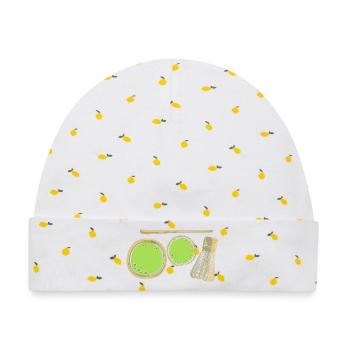 Matcha Tee - Baby Premium Organic Mütze - Weiß/Zitronengelb - Vorne