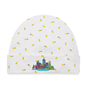 Perth City Skyline Glockenturm Moderne Linienzeichnung - Baby Premium Organic Mütze - Weiß/Zitronengelb - Vorne