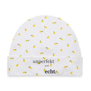unperfekt und echt - Baby Premium Organic Mütze - Weiß/Zitronengelb - Vorne