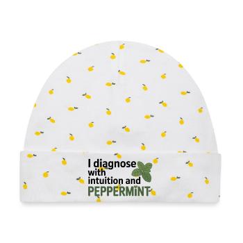Naturheilkunde Diagnose Intuition Pfefferminze - Baby Premium Organic Mütze - Weiß/Zitronengelb - Vorne
