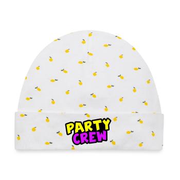 Party Crew - Baby Premium Organic Mütze - Weiß/Zitronengelb - Vorne