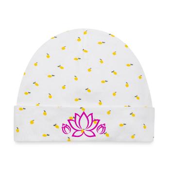 Lotusblume Symbol Meditation Yogis Shirt Sticker - Baby Premium Organic Mütze - Weiß/Zitronengelb - Vorne