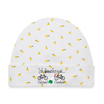 Gardasee mit Fahrrad - Baby Premium Organic Mütze - Weiß/Zitronengelb - Vorne