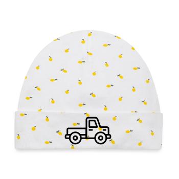 Lkw - Baby Premium Organic Mütze - Weiß/Zitronengelb - Vorne