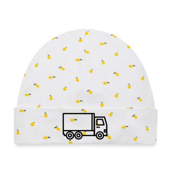Lkw - Baby Premium Organic Mütze - Weiß/Zitronengelb - Vorne