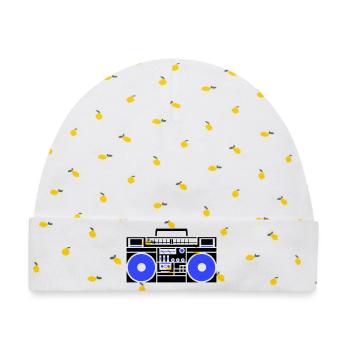 Ghettoblaster Radio - Baby Premium Organic Mütze - Weiß/Zitronengelb - Vorne