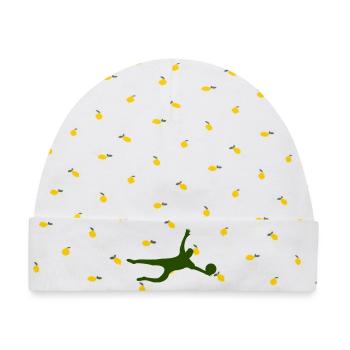 Dynamische Sportsilhouette Torwart - Baby Premium Organic Mütze - Weiß/Zitronengelb - Vorne