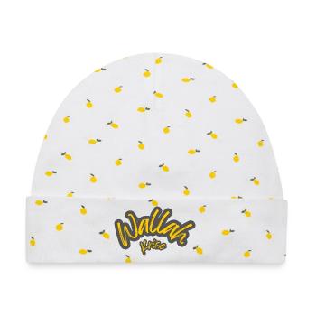 Wallah Krise  Schriftzug Neon Gelb - Baby Premium Organic Mütze - Weiß/Zitronengelb - Vorne