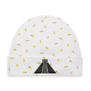 Pyramide von Chichén Itzá - Baby Premium Organic Mütze - Weiß/Zitronengelb - Vorne