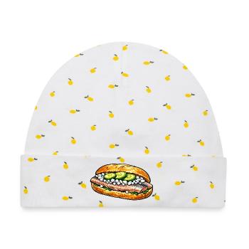 Fisch Brötchen - Baby Premium Organic Mütze - Weiß/Zitronengelb - Vorne