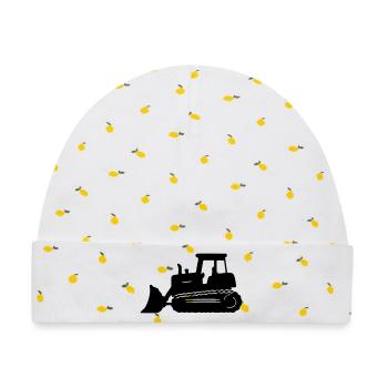 Bagger Silhouette - Baby Premium Organic Mütze - Weiß/Zitronengelb - Vorne