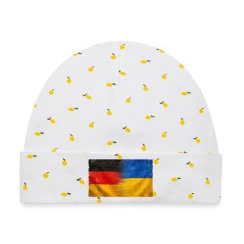 Nationalstolz Deutschland Ukraine Herkunft - Baby Premium Organic Mütze - Weiß/Zitronengelb - Vorne