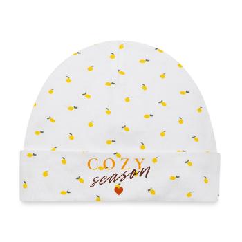 Cozy Season | Minimal Herbst Design - Baby Premium Organic Mütze - Weiß/Zitronengelb - Vorne
