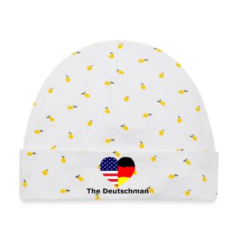 Herzflagge USADeutschland Fusion - Baby Premium Organic Mütze - Weiß/Zitronengelb - Vorne