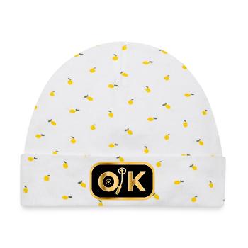 OK - Baby Premium Organic Mütze - Weiß/Zitronengelb - Vorne