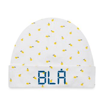 Blau - LCD - Baby Premium Organic Mütze - Weiß/Zitronengelb - Vorne