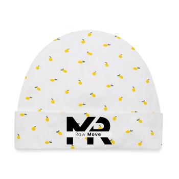 Move Typo Streetwear - Baby Premium Organic Mütze - Weiß/Zitronengelb - Vorne