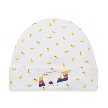 Bär Silhouette Retro Style - Baby Premium Organic Mütze - Weiß/Zitronengelb - Vorne
