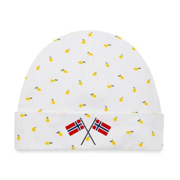Norwegische Flagge - Baby Premium Organic Mütze - Weiß/Zitronengelb - Vorne