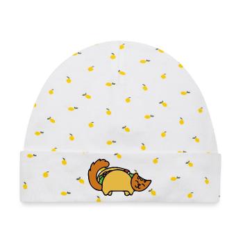 Taco-Katzenparade - Baby Premium Organic Mütze - Weiß/Zitronengelb - Vorne
