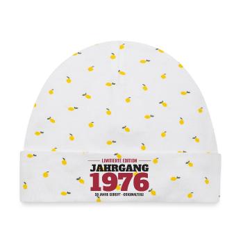 Jahrgang 1976 Limitierte Edition – 50. Geburtstag - Baby Premium Organic Mütze - Weiß/Zitronengelb - Vorne