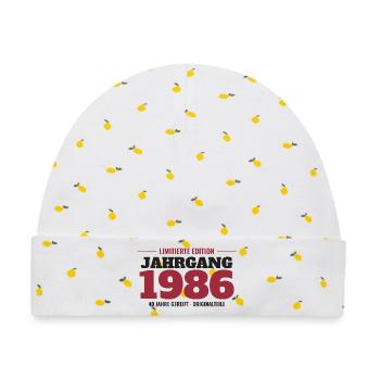 Jahrgang 1986 Limitierte Edition – 40. Geburtstag - Baby Premium Organic Mütze - Weiß/Zitronengelb - Vorne