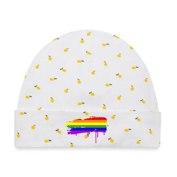 Regenbogenfahne Graffiti - Baby Premium Organic Mütze - Weiß/Zitronengelb - Vorne